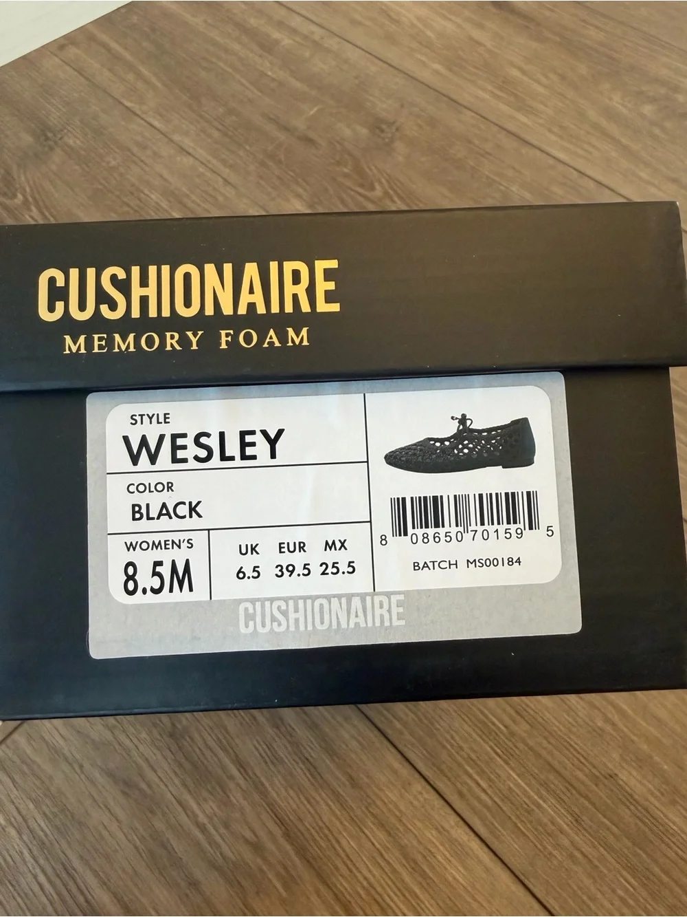 Cushionaire Black Woven Bow Ballet Flats
